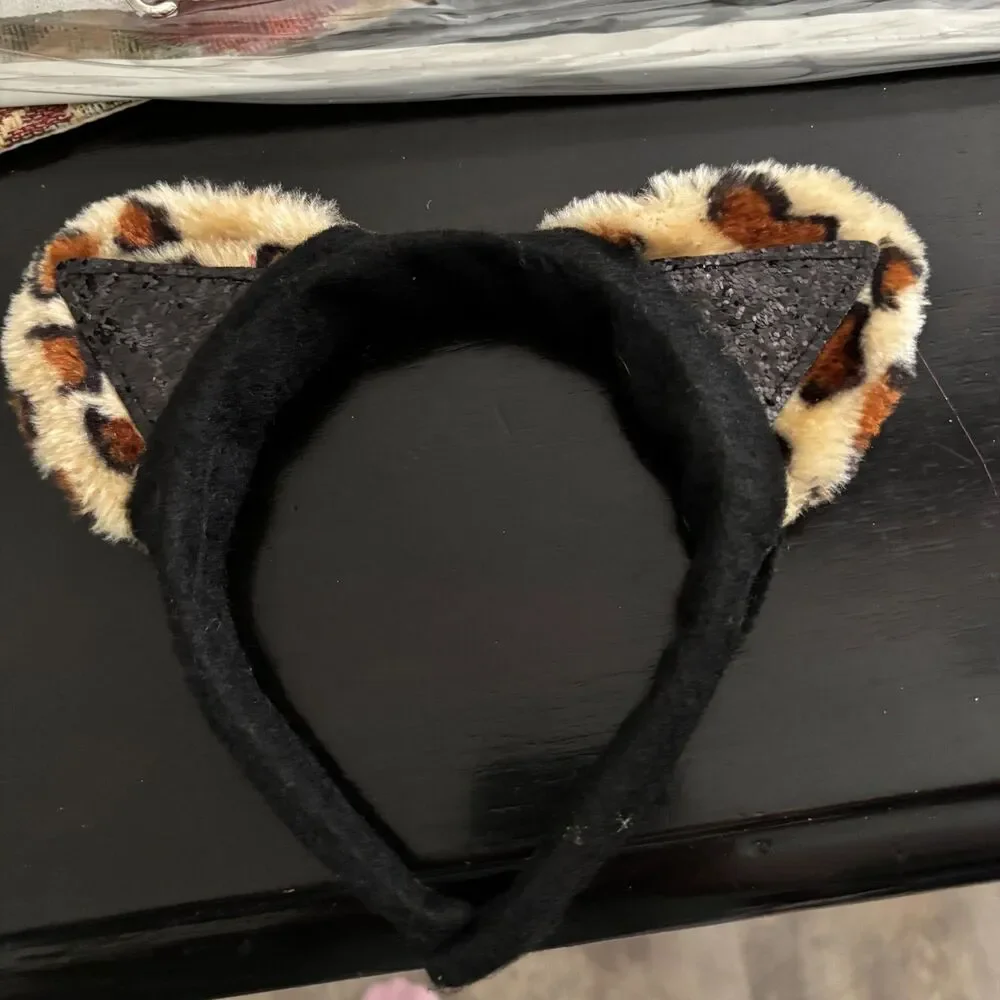 Girls Leopard Cat Costume Size 7-8 Hood Ears Tail Tutu Dress Halloween Cheetah